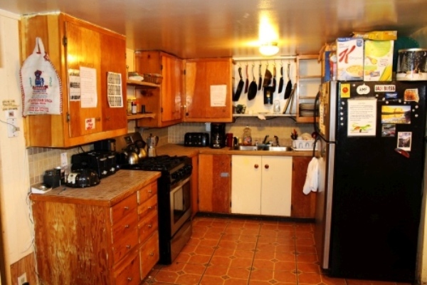 Guest kitchen at the lazy lizard hostel in Moab Utah